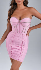 Vestido mini de vendaje con cordones y diamantes Siena