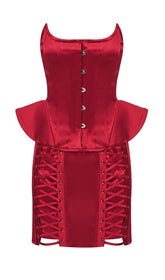 Corsé moldeador de huesos de acero STEAMPUNK con faldas y cordones de dos piezas