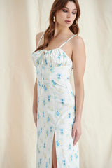 White Floral Midi Dress