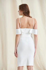 Weißes Midikleid aus Netzstoff