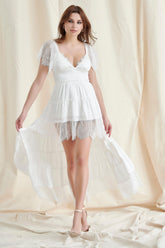 White Lace Plunge Maxi Dress