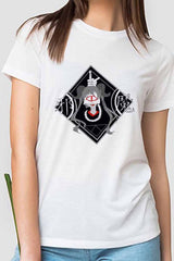 Camiseta holgada con cuello redondo y estampado de cartón