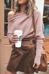 Off-Shoulder Solid Sweater
