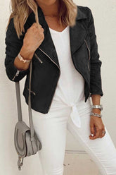 Chaqueta suelta con cremallera sólida