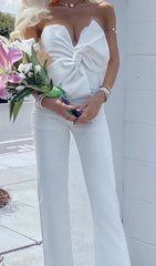 Twisted Bow Silk Faille JumpSuit