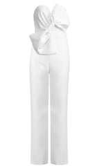 Twisted Bow Silk Faille JumpSuit