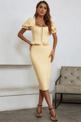 Lula Puffärmeliges Bandagekleid mit kurzen Ärmeln