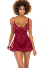 Ungefüttertes Chemise-Set mit Spitzenkörbchen