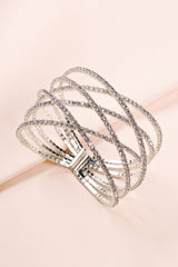 Brazalete de plata con diamantes en capas rojas