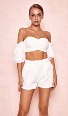 White High Waist TextuRed Suits