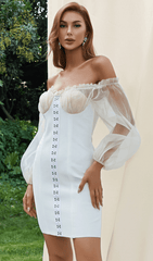 Weißes Minikleid mit Garnärmeln