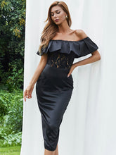 Vestido de fiesta de malla con abertura transparente