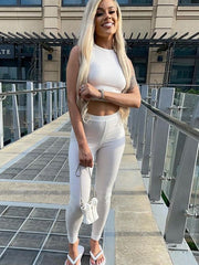 Undershirt pit strip slim sports casual pants two-piece set