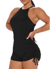 Sleeveless pleated summer sexy high waist jumpsuit