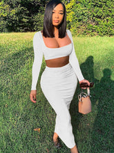 Conjunto de dos piezas de top corto y media falda ajustada