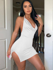 Vestido sexy ajustado con abertura y cordones