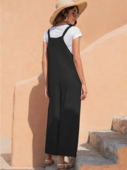 Pantalones casuales vintage con tirantes y pierna ancha