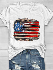 Kurzärmliges T-Shirt mit Baseball-Flaggen-Print