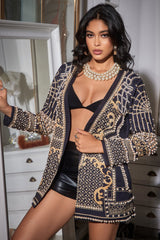 Vestido blazer Danica con perlas doradas