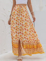 Falda con abertura en el pecho y estampado de cintura alta