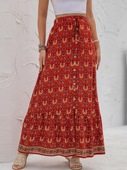 Falda con abertura en el pecho y estampado de cintura alta