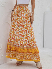 Falda con abertura en el pecho y estampado de cintura alta