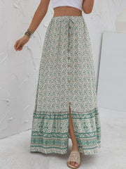 Falda con abertura en el pecho y estampado de cintura alta