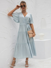 Vestido largo con cuello en V