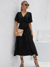 V-Neck Panel Long Dress