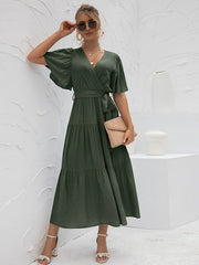 Vestido largo con cuello en V