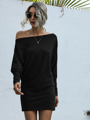 Vestido de color liso con cintura media y paquete de cadera