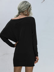 Vestido de color liso con cintura media y paquete de cadera