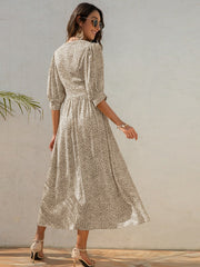 Vestido estampado de manga media con vuelo