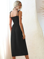 Vestido cruzado con fruncido y lazo