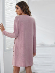Casual Simple Button Long Sleeve Dress