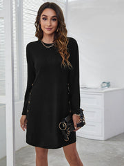 Casual Simple Button Long Sleeve Dress