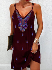 Bohemian Sling-Kleid mit V-Ausschnitt