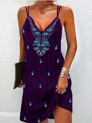 Bohemian Sling-Kleid mit V-Ausschnitt