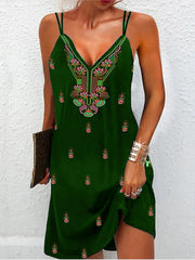Bohemian Sling-Kleid mit V-Ausschnitt