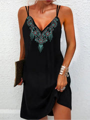 Bohemian Sling-Kleid mit V-Ausschnitt