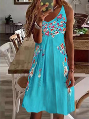 Vestido lencero holgado con estampado de cuello en V