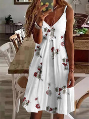 V-Neck Loose Print Slip Dress