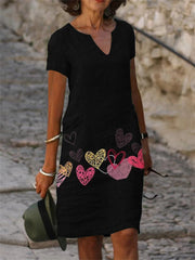 Vestido midi de manga corta con cuello en V