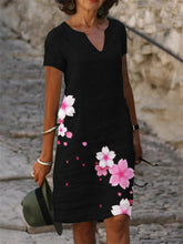 Short Sleeve V-Neck Midi Dress