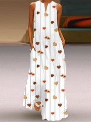 Sleeveless Maxi V-Neck Printed Dress