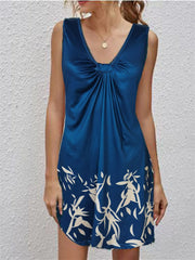 Vestido estampado sexy con cuello en V de verano