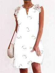 Vestido de manga corta con estampado de encaje