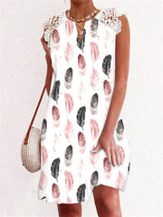 Vestido de manga corta con estampado de encaje