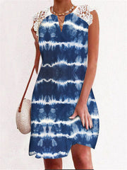 Vestido de manga corta con estampado de encaje