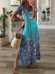 Vestido casual estampado de manga corta